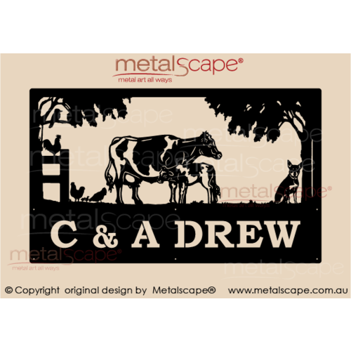 Metalscape - Farm Property Signs-Large Property Sign - Friesian Cattle & Kelpie