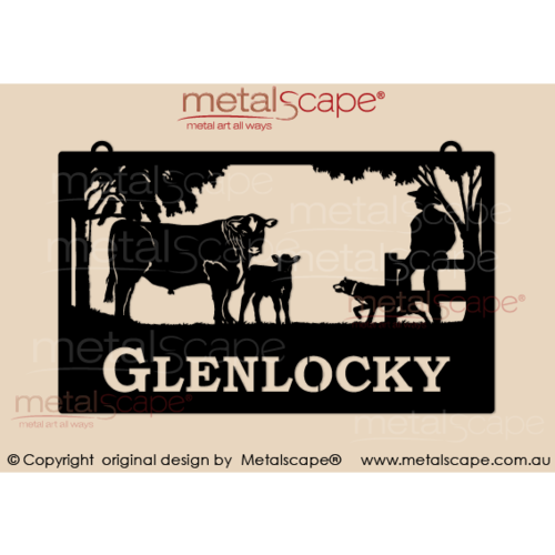 Metalscape - Farm Property Signs-Large Property Sign - Angus Bull  and Calf
