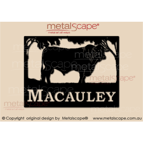 Metalscape - Farm Property Signs-Medium Property Sign  - Santa Gertrudis Bull