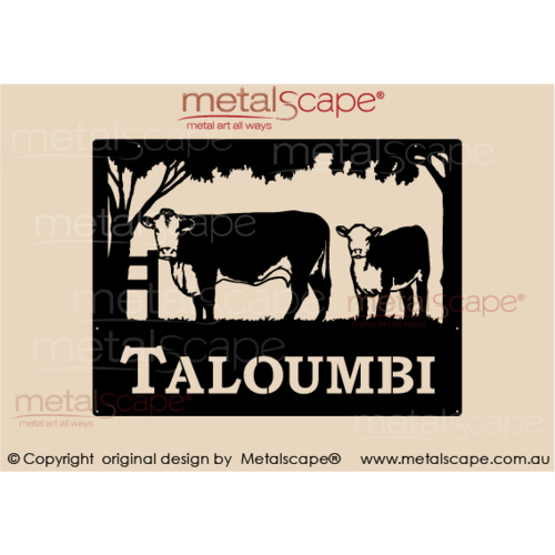 Metalscape - Farm Property Signs-Medium Property Sign - Hereford Cow and Calf