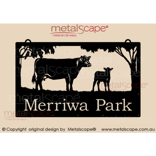 Metalscape - Farm Property Signs-Large Property Sign - Hereford Cow & Calf