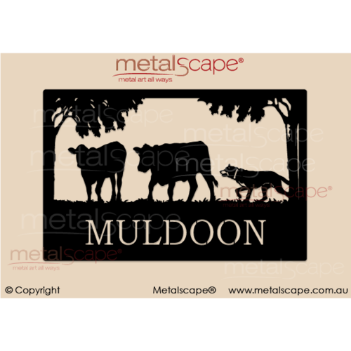 Metalscape - Farm Property Signs-Large Property Sign - Angus Bull & Cow & Kelpie