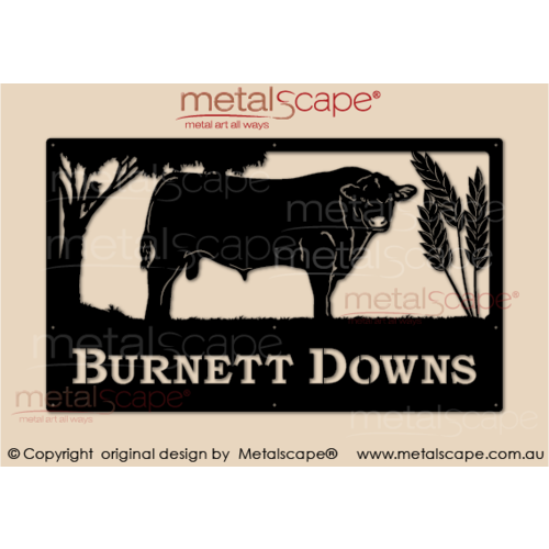 Metalscape - Farm Property Signs-Large Property Sign - Murray Grey and  Wheat Heads