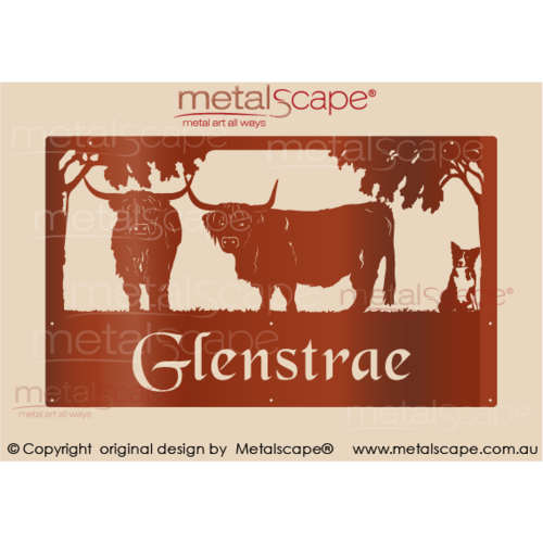 Metalscape - Farm Property Signs-Large Property Sign - Highland Cattle