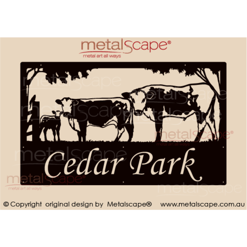 Metalscape - Farm Property Signs-Large Property Sign - Speckle Park breed, Bull, Cow & Calf