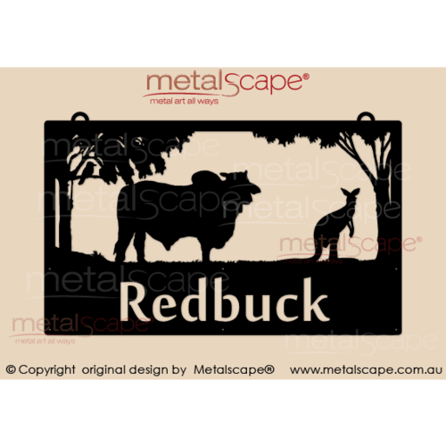 Metalscape - Farm Property Signs-Large Property Sign - Brahman Bull and kangaroo
