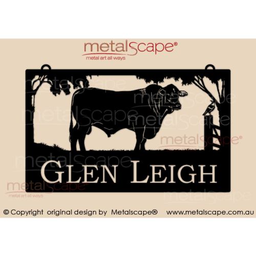 Metalscape - Farm Property Signs-Large Property Sign - Santa Gertrudis Bull