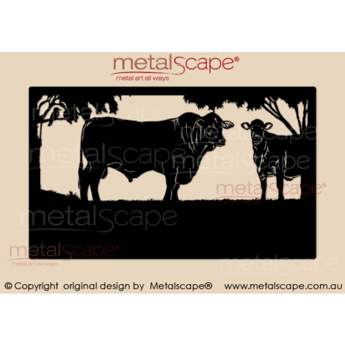 Metalscape - Farm Property Signs-Large Property Sign - Santa Gertrudis Bull & Cow
