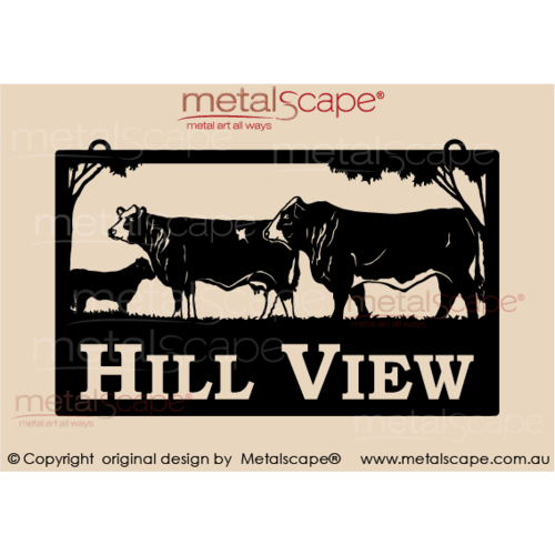 Metalscape - Farm Property Signs-Large Property Sign - Simmental Bull, Cow and Calf