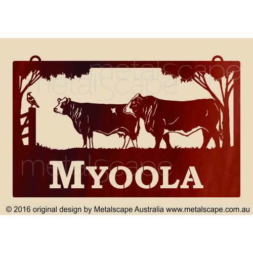 Metalscape - Farm Property Signs-Large Property Sign -  Simmental Bull and Cow