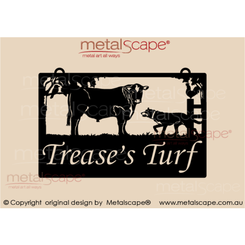 Metalscape - Farm Property Signs-Medium Property Sign - Angus Bull and Kelpie