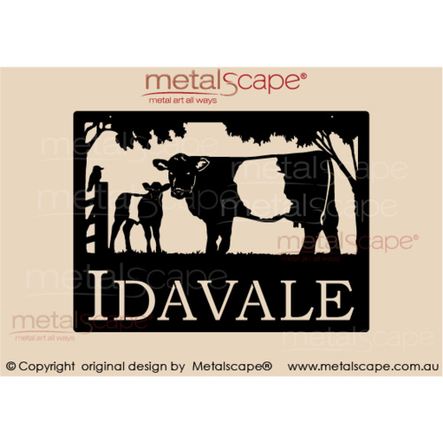 Metalscape - Farm Property Signs-Medium Property Sign  - Belted Galloway & Calf