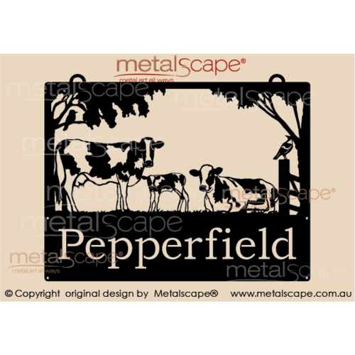 Metalscape - Farm Property Signs-Medium Property Sign - Holstein Friesian Cows & Calf