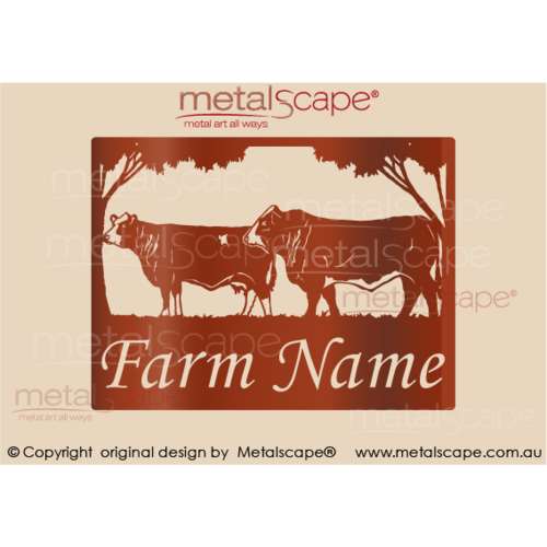 Metalscape - Farm Property Signs-Medium Property Sign - Simmental Bull and Cow