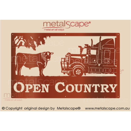 Metalscape - Farm Property Signs-Large Property Sign - Angus Steer and Kenworth Truck Cab