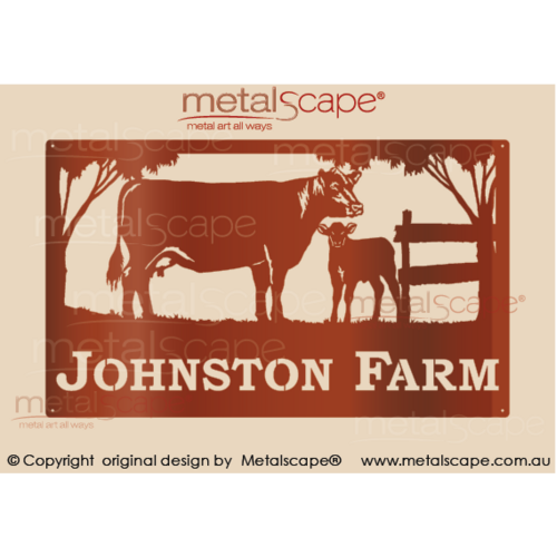 Metalscape - Farm Property Signs-Large Property Sign - Angus Cow and Calf