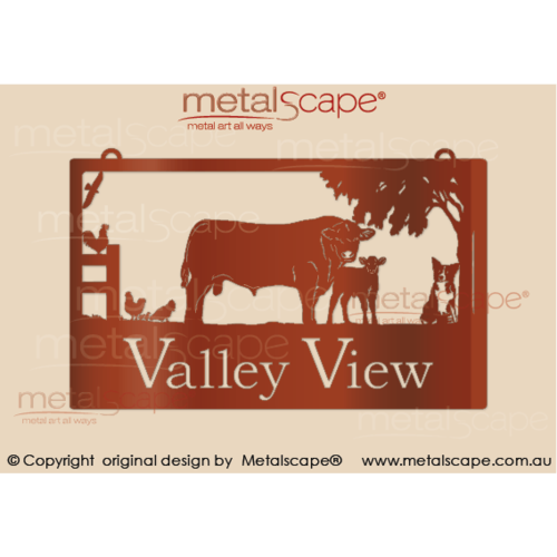 Metalscape - Farm Property Signs-Large Property Sign - Angus Cow, Calf & Collie
