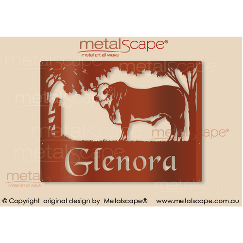 Metalscape - Farm Property Signs-Property Sign  - Braford Bull
