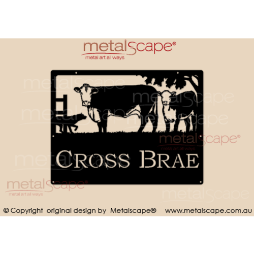 Metalscape - Farm Property Signs-Small Property Sign -Hereford Cow & Calf