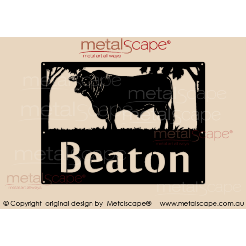 Metalscape - Farm Property Signs-Property Sign -  Santa Gertrudis Bull