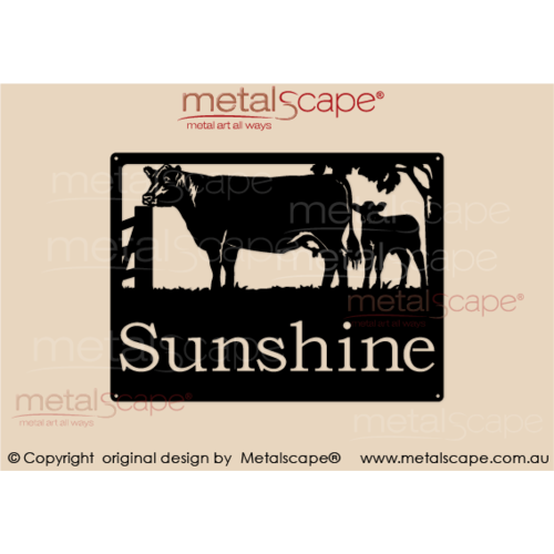 Metalscape - Farm Property Signs-Small Property Sign - Angus Cow & Calf