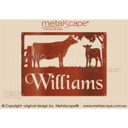 Metalscape - Farm Property Signs-Small Property Sign - Jersey Cow & Calf