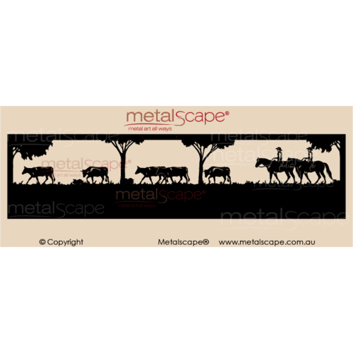 Metalscape - Farm Property Signs-Panoramic Property Sign - Cattle Drive Scene