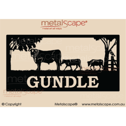 Metalscape - Farm Property Signs-XL Property Sign -Landscape Angus Cattle