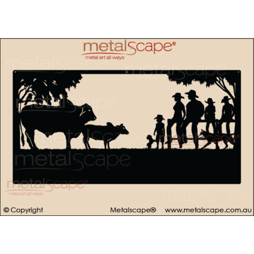Metalscape - Farm Property Signs-XL Property Sign - Brahman Cow Calf and Family
