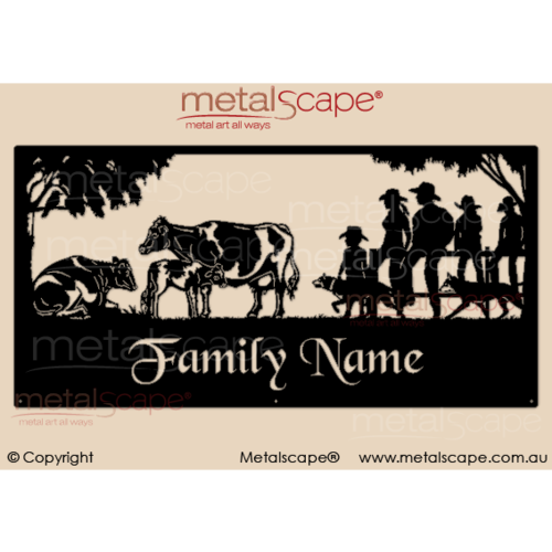 Metalscape - Farm Property Signs-XL Property Sign - Friesian Cattle and Family