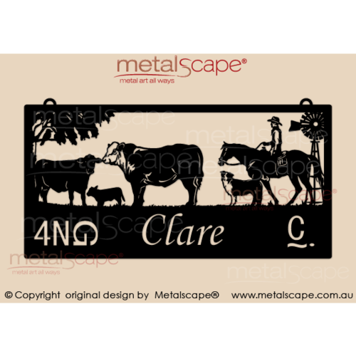 Metalscape - Farm Property Signs-XL Property Sign - Charolais Cattle and rider