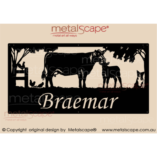 Metalscape - Farm Property Signs-XL Property Sign - Angus Cow, Calf & Collie