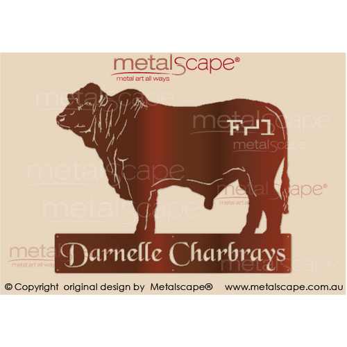 Metalscape - Farm Property Signs-Farm Property Sign - Charbray Bull