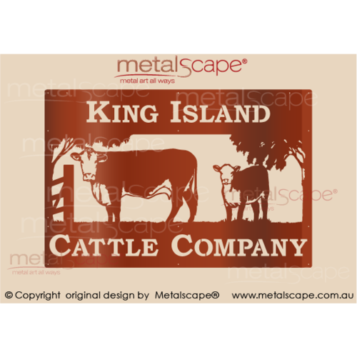 Metalscape - Farm Property Signs-XL Property Sign - Hereford Cow and Calf