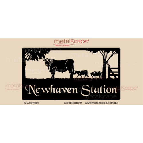 Metalscape - Farm Property Signs-XL Property Sign - Angus Bull & Cows