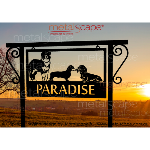 Metalscape - Farm Property Signs-Large Property Sign - Australian Shepherd, Mini Dachshund, Long Haired Dachshund
