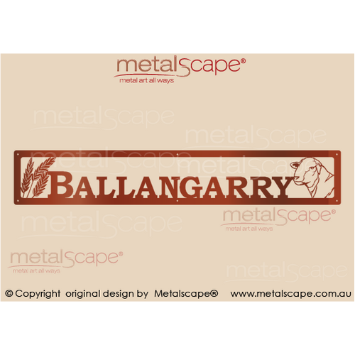 Metalscape - Farm Property Signs-XL Rectangle Sign - Wheat Heads and White Dorper Head