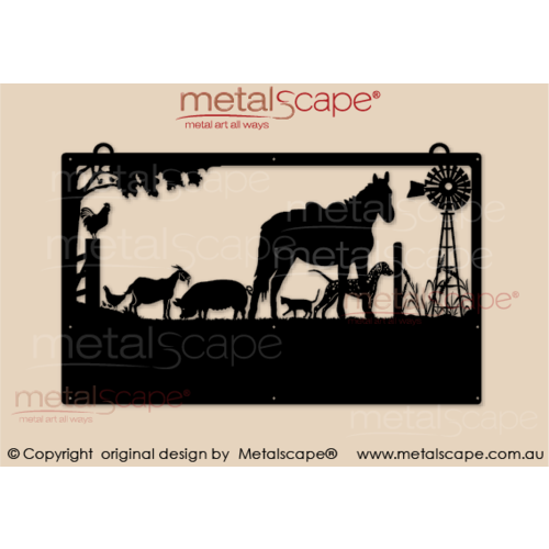 Metalscape - Farm Property Signs-Large Property Sign - Horse, Farm Animals & Windmill