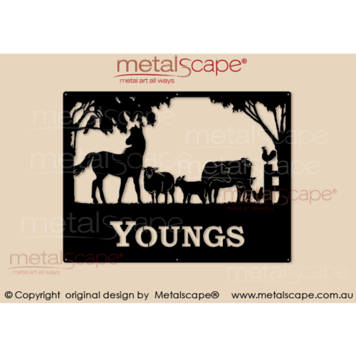 Metalscape - Farm Property Signs-Medium Property Sign - Horse & farm animals