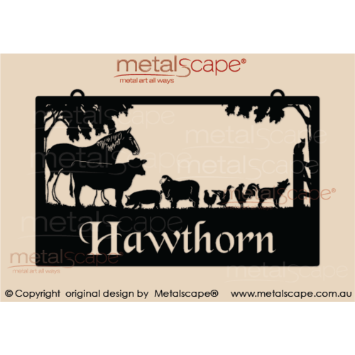 Metalscape - Farm Property Signs-Large Property Sign -Horse & Assorted farm animals