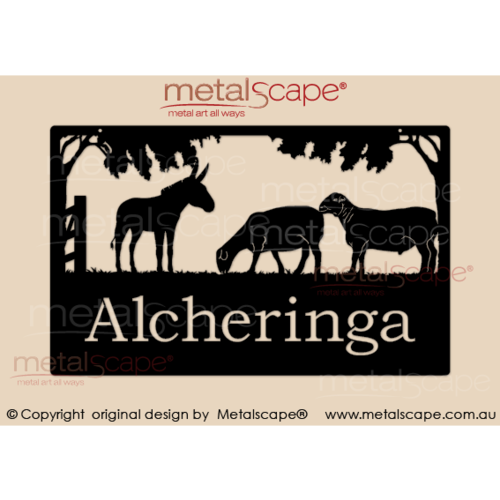 Metalscape - Farm Property Signs-Medium Property Sign - Donkey & Dorper Sheep