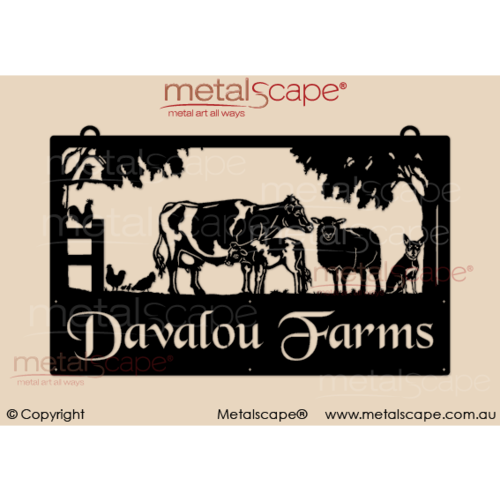 Metalscape - Farm Property Signs-Large Property Sign - Friesian Cow, Calf, Sheep & Kelpie