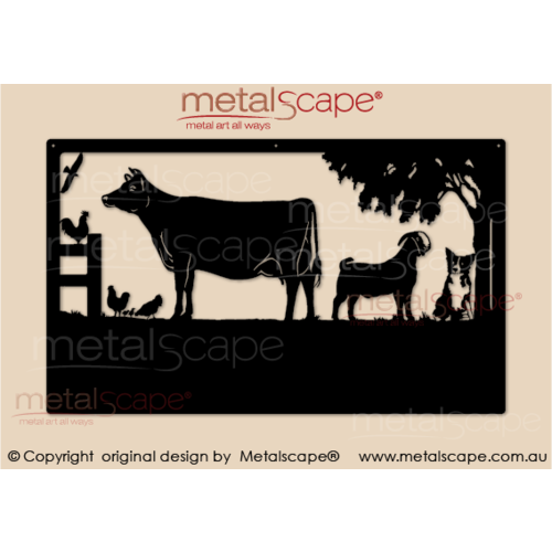 Metalscape - Farm Property Signs-Large Property Sign - Jersey Cow, Boer Goat and Border Collie