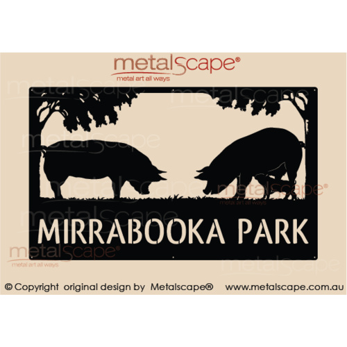 Metalscape - Farm Property Signs-Large Property Sign - Pigs and Piglet
