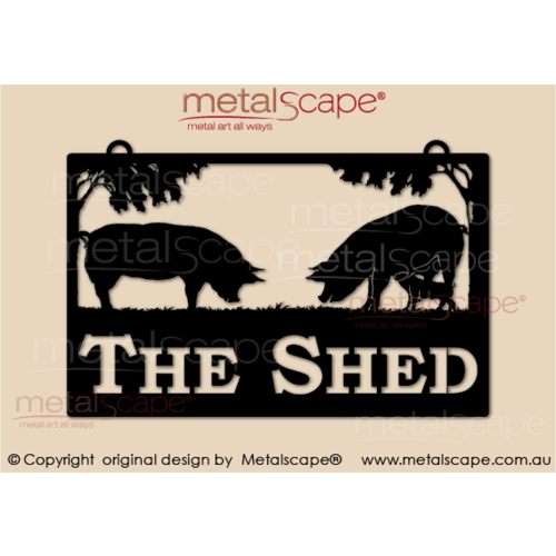 Metalscape - Farm Property Signs-Medium Property Sign - Pigs and piglet
