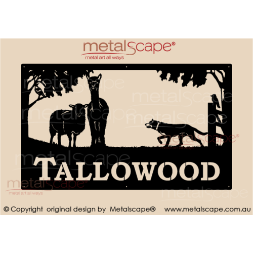 Metalscape - Farm Property Signs-Large Property Sign -Cross Breed Sheep, Alpaca, Kelpie