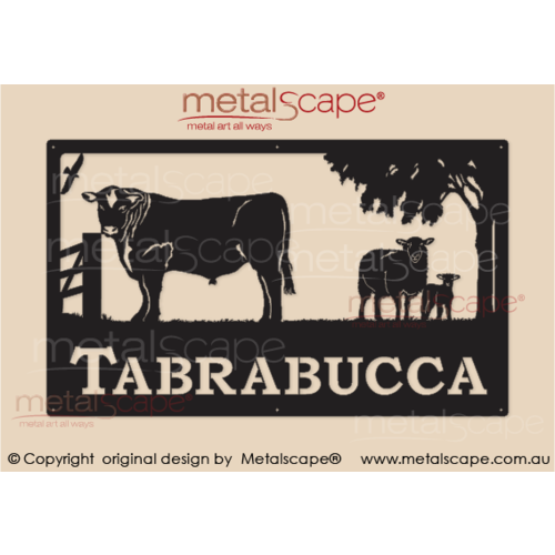 Metalscape - Farm Property Signs-Large Property Sign - Angus Bull, Cross Breed Ewe & Lamb