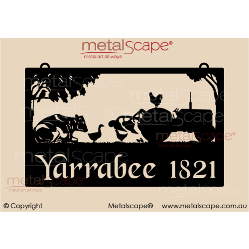 Metalscape - Farm Property Signs-Large Property Sign - Friesian Cow, Tractor, Geese & Chickens