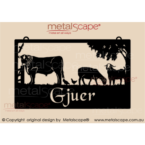 Metalscape - Farm Property Signs-Large Property Sign - Angus Cow Sheep & Goat