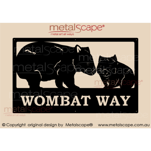Metalscape - Farm Property Signs-Large Property Sign - Wombat Adult and Joey